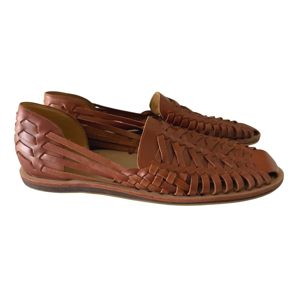 Nisolo Mens Boho Huarache Sandals Brandy Brown Leather Hand Crafted Slip On 11